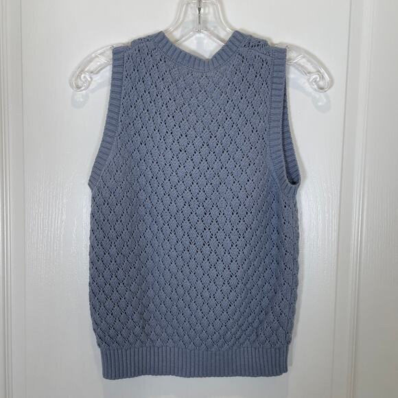Brandy Melville Sweater Vest Diamond Pattern Knit Blue Wool One Size Academia - Picture 4 of 4